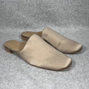 Stuart Weitzman Mulearky Adobe in Satin Slip-On‎ Mules Womens 10 M Taupe Flats